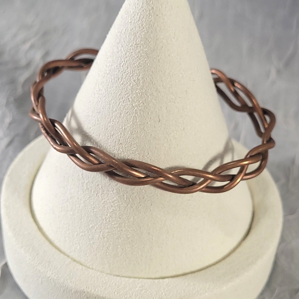 Handcrafted Braided Copper Bracelet Unisex Twisted Wire Bangle Jewelry